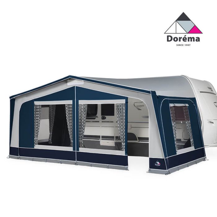 Deze Dorema Monza XL voortent in de kleur blauw is 2.70 meter diep.