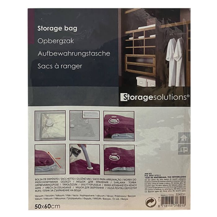 1 x transparante Storage Solutions vacuüm opbergzak die met behulp van een stofzuiger vacuum gezogen kan worden.
