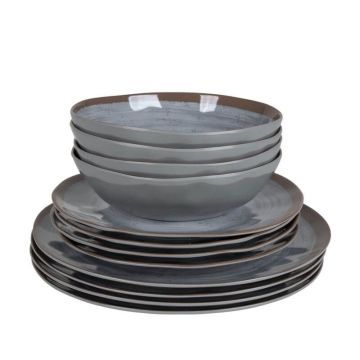  Bo-Camp Servies Halo 12dlg melamine grijs/terra