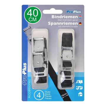 321285 ProPlus Bindriemen met metalen gesp 18mm-40cm - set van 4 stuks in blisterverpakking