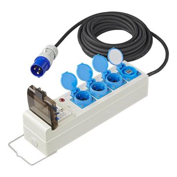 ProPlus Tent/vouwwagen unit 10M 3x1,5mm² met MCCB en ALS + 2xUSB