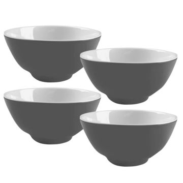 Bo-Camp ronde kom (L) 100% Melamine Two-Tone grijs 4st. 6181515