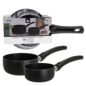 Excellent Houseware set van 2 aluminium steelpannen Ø18cm / Ø14 cm