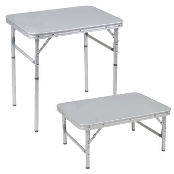 Bo-Camp Tafel Premium 60x45 cm is in hoogte verstelbaar door een deel van de poten eraf of erop te draaien