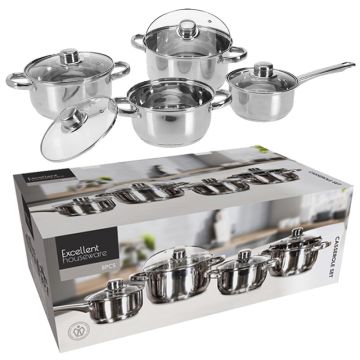 Excellent Houseware Pannenset 8 delig RVS