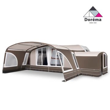 Doréma Onyx 270 voortent beige met optionele onyx luifel en uitbouw