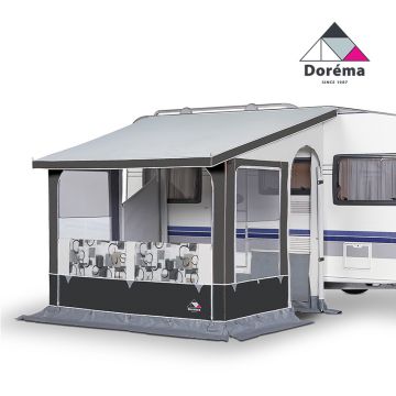 Dorema Oslo wintervoortent in de kleuren antraciet/grijs met veranda