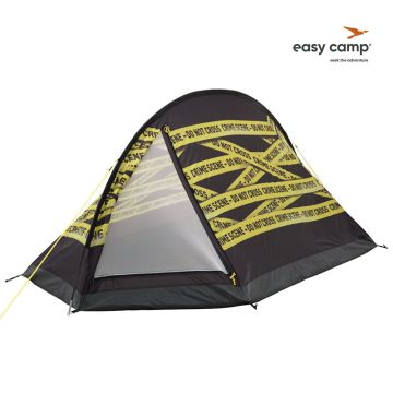 Easy Camp 2-persoons lichtgewicht festival tent met ludieke crime scene fotoprint