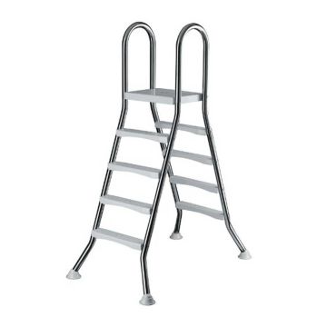 RVS Zwembadtrap 2 x 4 treden met Plateau