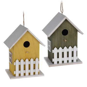 decoratief vogelhuisje hout verkrijgbaar in 2 kleuren