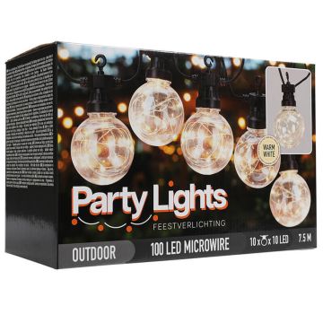 Feestverlichting outdoor 7.5M - 10x warm-wit LED Ø50mm