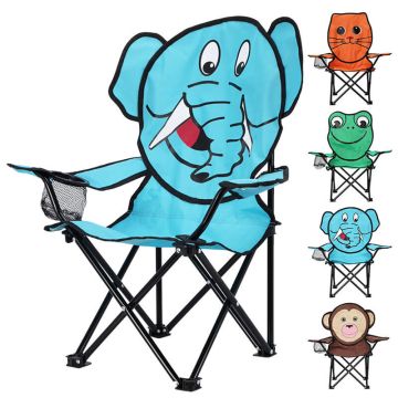 Vouwstoel voor kinderen in 4 verschillende beestenvormen; kat, kikker, olifant en aap