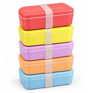 Lunchbox melamine, verkrijgbaar in 5 verschillende pastel kleuren.