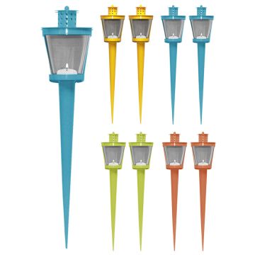 Set van 2 tuinlantaarns op grondpen verkrijgbaar in verschillende kleuren