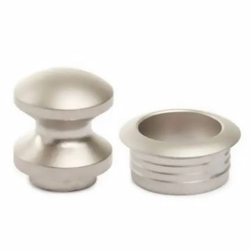 Mini knop+ring zilver mat a 2 stuks pushlock