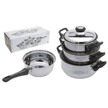 Camping Pannenset 7-delig 4 x pan + 3 x deksel