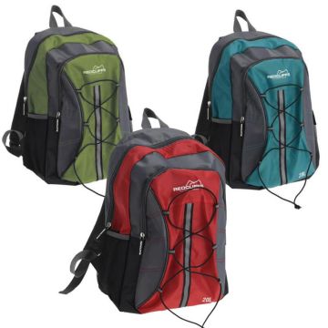 De Redcliffs 20L rugzak is verkrijgbaar in de kleuren rood, turquoise en groen.
