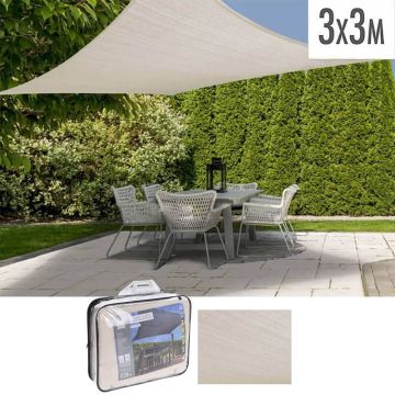 Schaduwdoek vierkant 3 x 3 meter 'cremekleur'