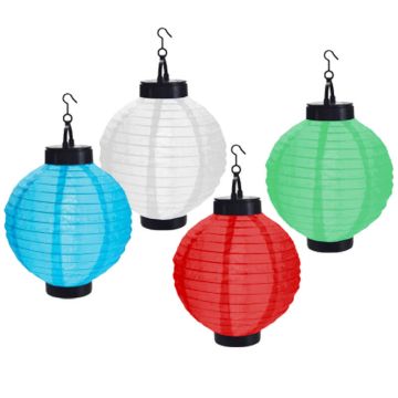 Solar lampion in de kleur rood, wit, blauw, groen