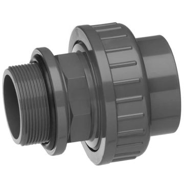 PVC 3/3 koppeling 50 mm lijmverbinding x buitendr. 1.5" + O-ring