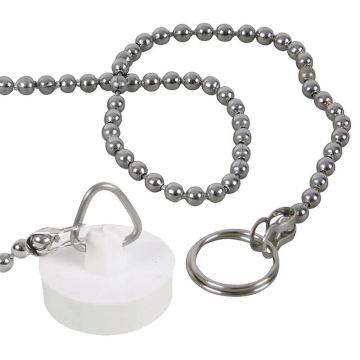 Afvoer afsluitdopje Ø 19 mm met ketting voor de wasbak of gootsteen in een caravan of camper.