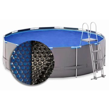 W'eau solar cover rond zwembad zeil zwart/blauw