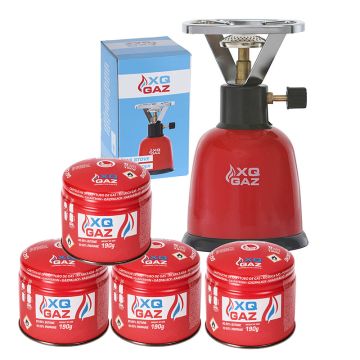XQ Gaz gasbrander incl. 4 Gascartouches 190 gr combipack