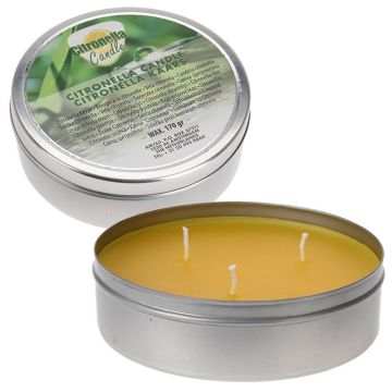 Blik met citronella kaars, 3 lonten